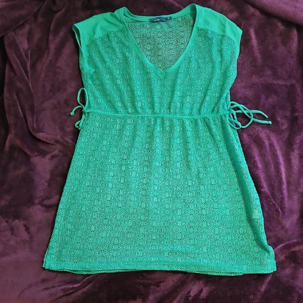 Green V-Neck Women's Dress